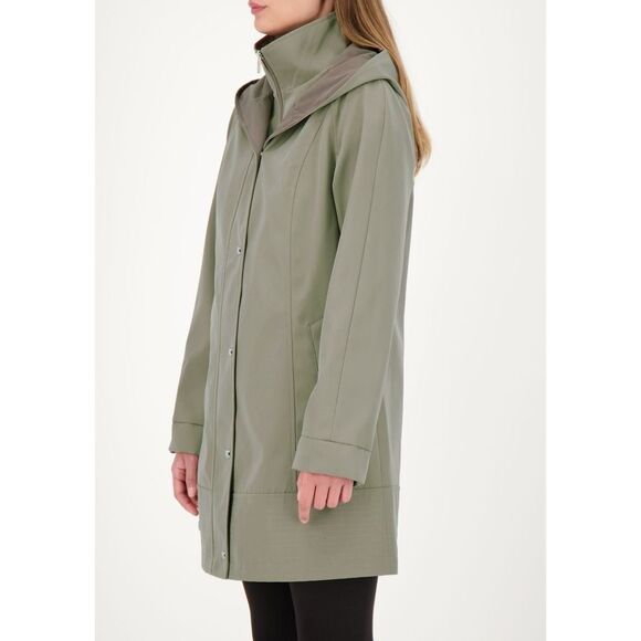 New! JONES NEW YORK Women's Two-Tone Hooded Rain Coat Jacket Water Resistant - Picture 3 of 4